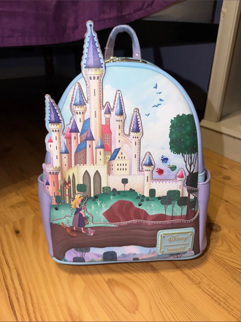 Disney Aurora Castle Mini Backpack in Lavender and Pastel Blue